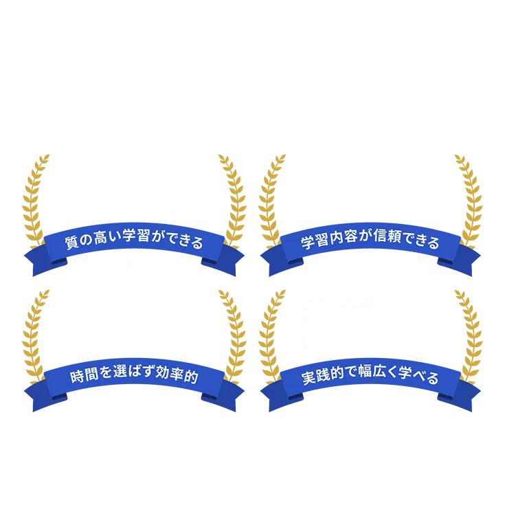 90%以上の利用者が高評価！98.8%が質の高い学習ができると回答、98.7%が学習内容が信頼できると回答、98.7%が時間を選ばず効率的と回答、97.5%が実践的で幅広く学べると回答。GLOBIS学び放題個人利用ユーザーアンケート調査より。調査対象：20〜50代ビジネスパーソン77名。2024年11月実施